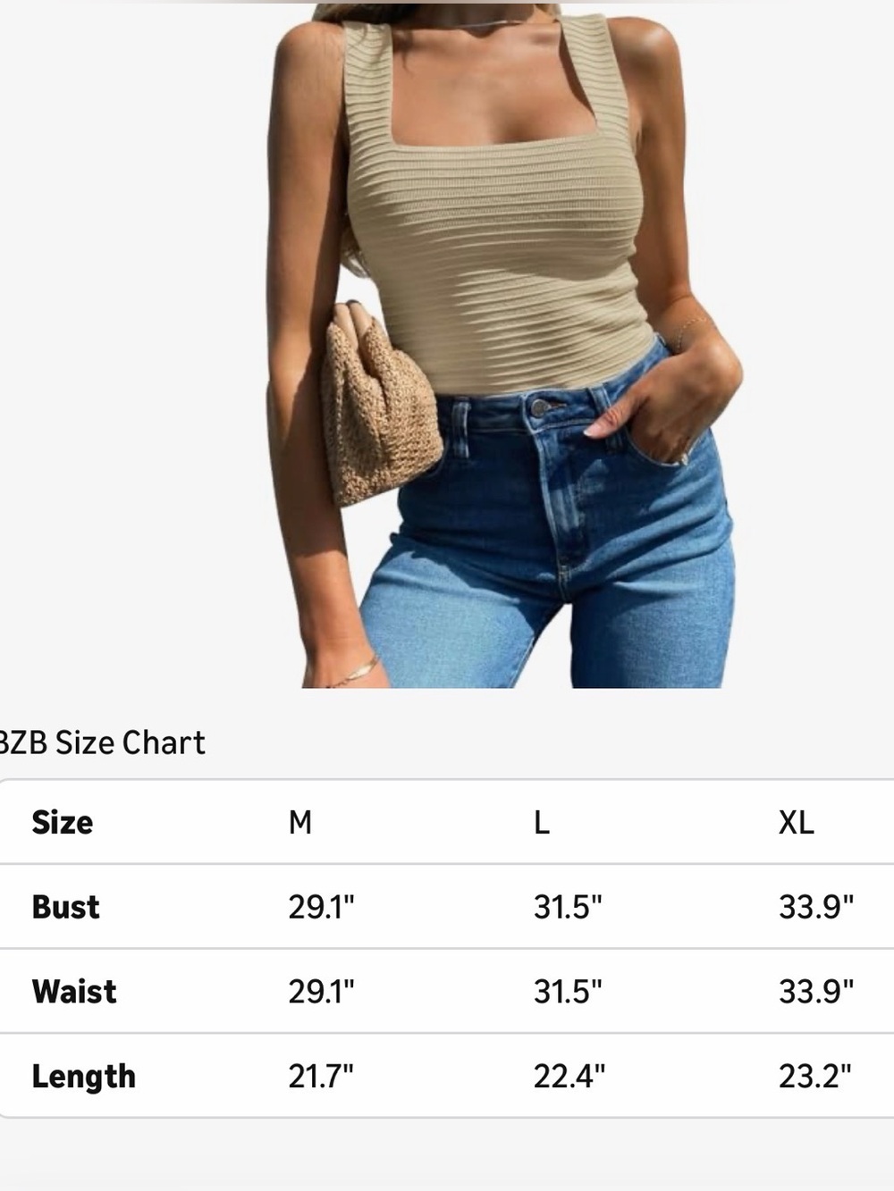 Green Ribbed Square-Neck Tank Top - M - Picture 5 of 5